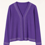 Mor Lila Şeritli Kadın Hırka  Mısırlı 1951