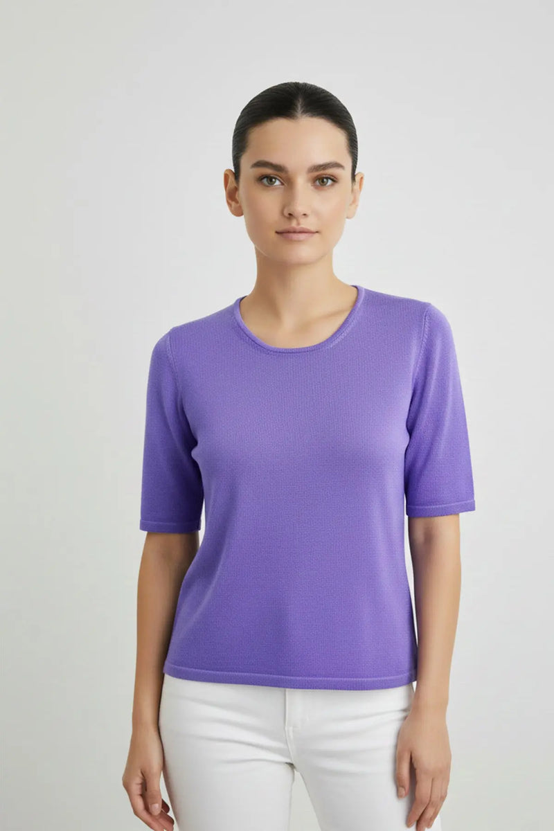 Mor Kısa Kollu Triko Bluz  Mısırlı 1951