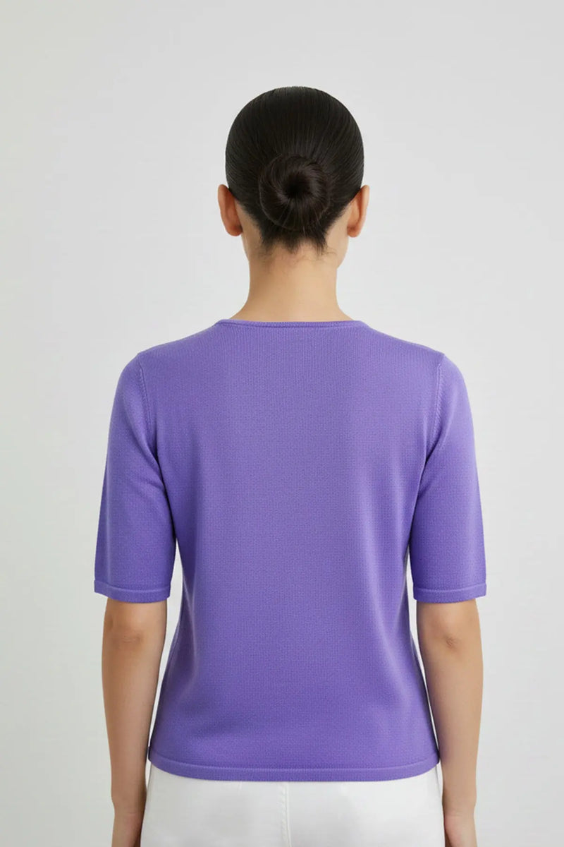 Mor Kısa Kollu Triko Bluz  Mısırlı 1951