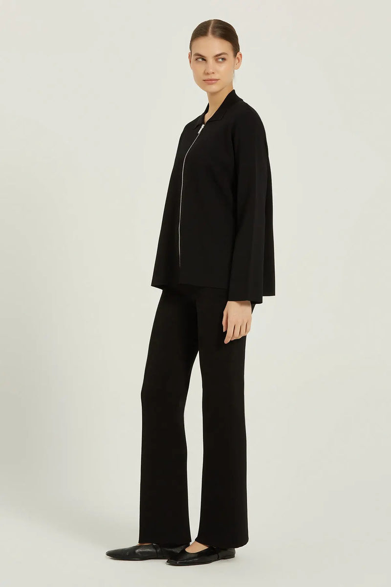 Siyah Fermuarlı Triko Kadın Ceket  Mısırlı 1951