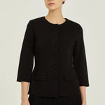 Siyah Truvakar Kollu Düğmeli Kadın Ceket  Mısırlı 1951