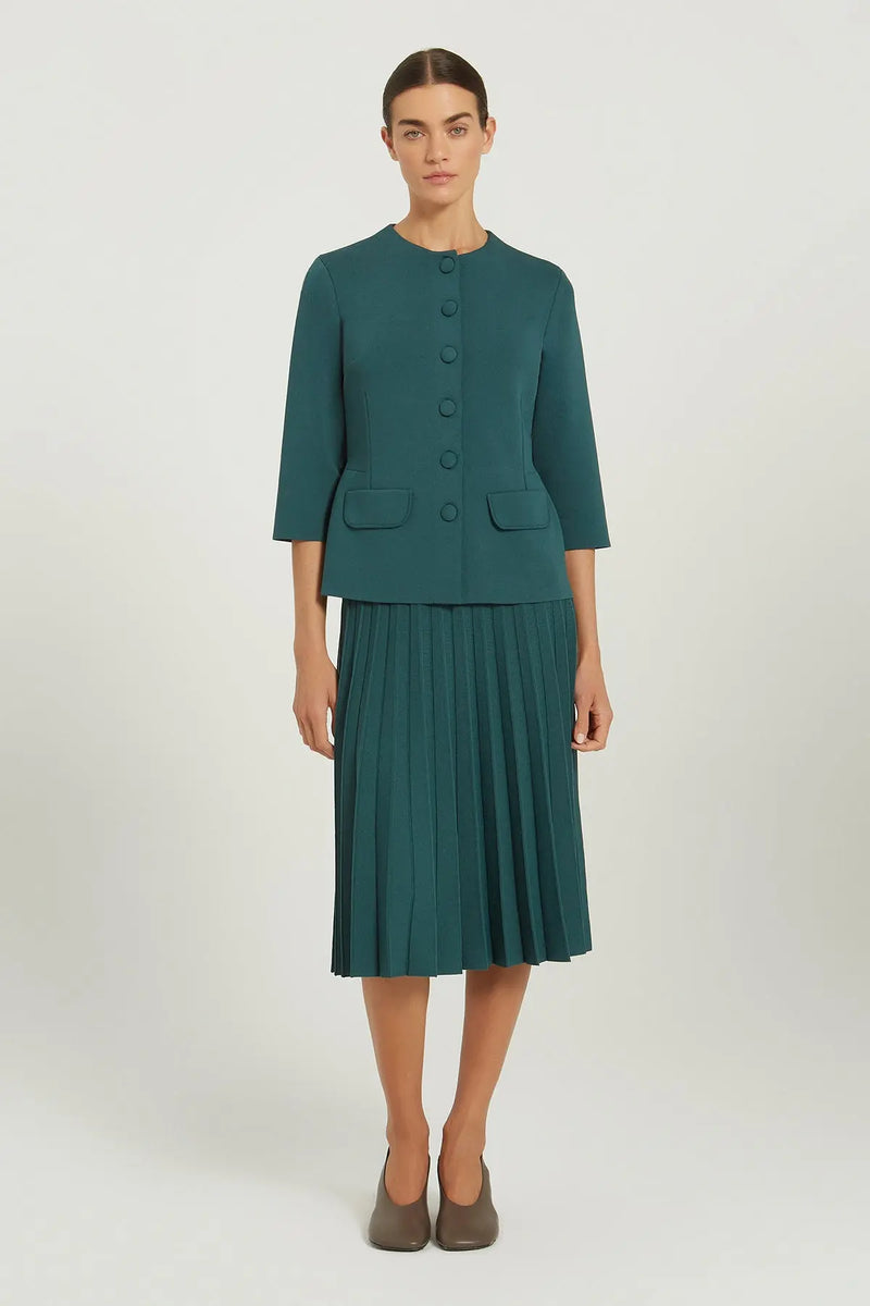 Zümrüt Yeşili Truvakar Kollu Düğmeli Kadın Ceket  Mısırlı 1951