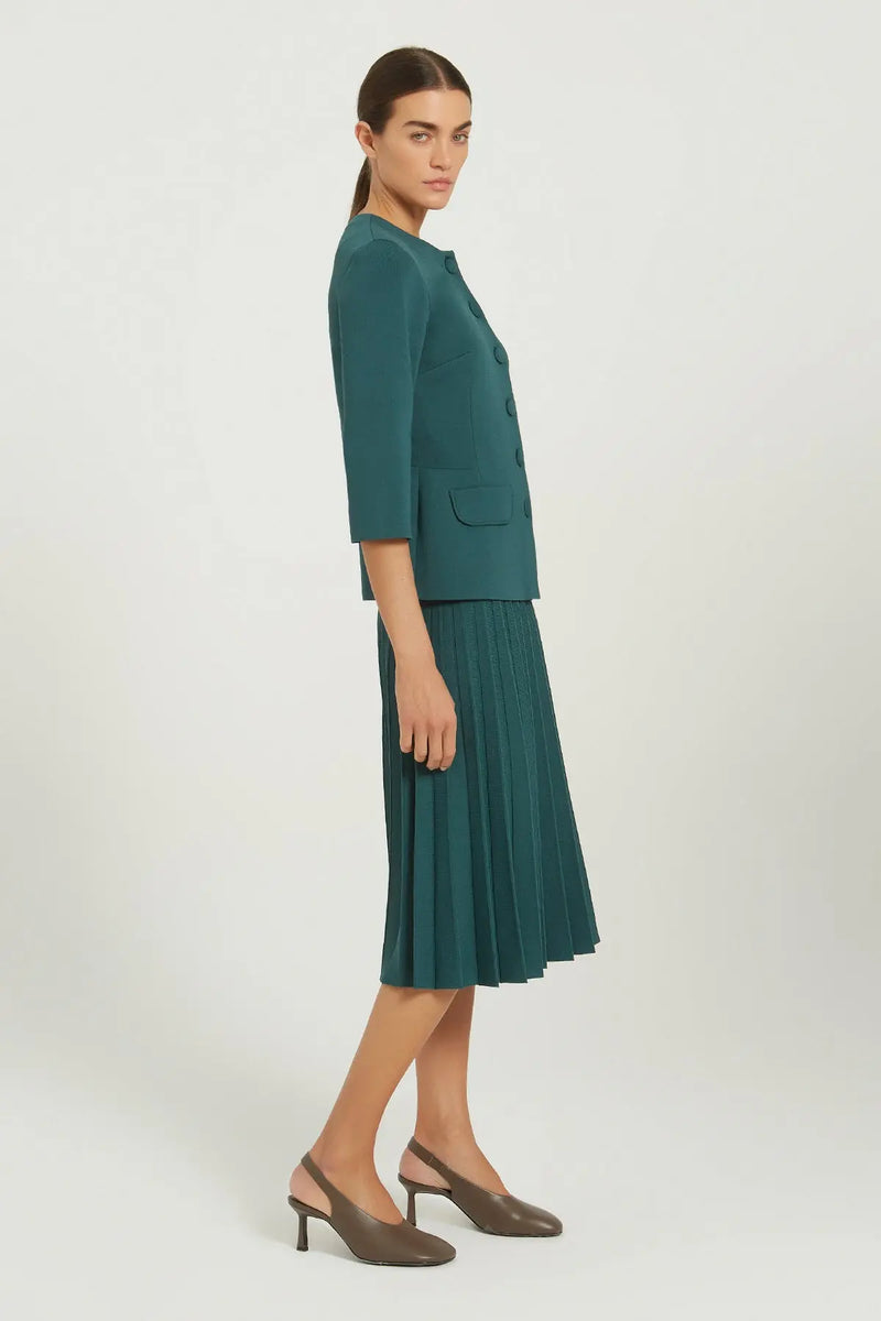 Zümrüt Yeşili Truvakar Kollu Düğmeli Kadın Ceket  Mısırlı 1951