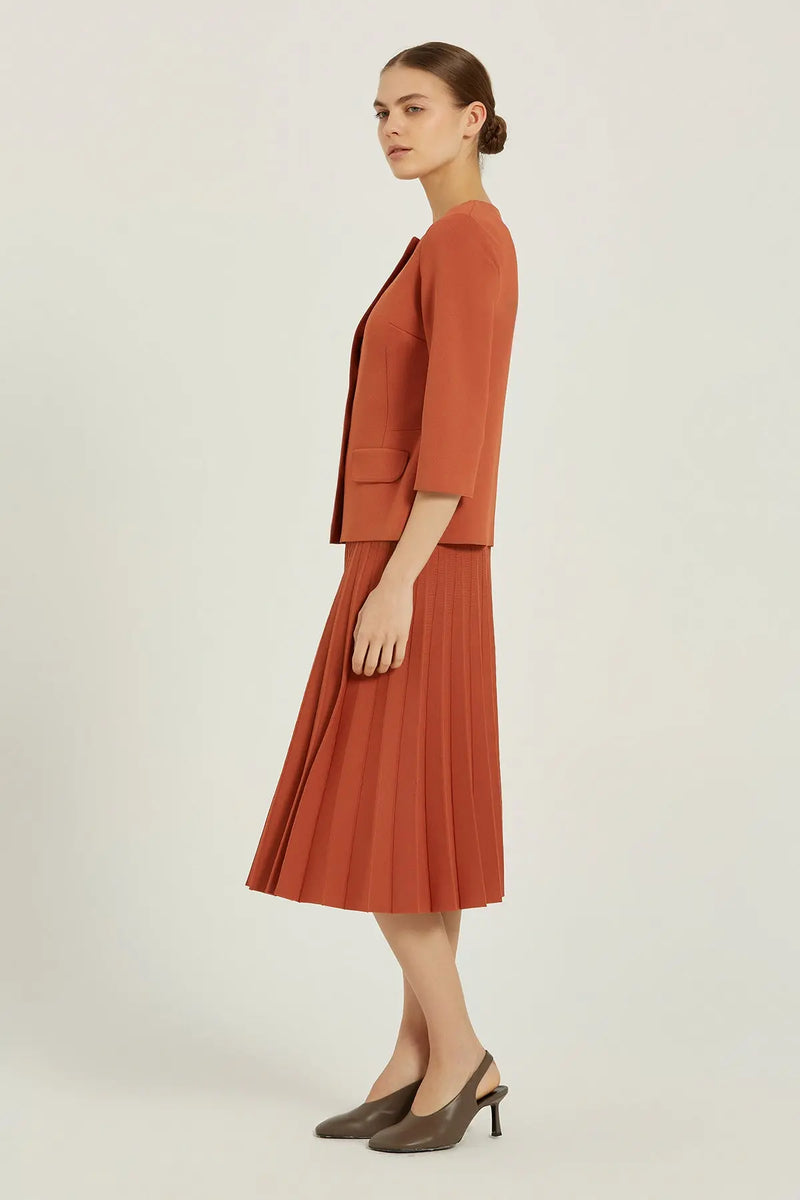 Kızıl Kil Truvakar Kollu Düğmeli Kadın Ceket  Mısırlı 1951