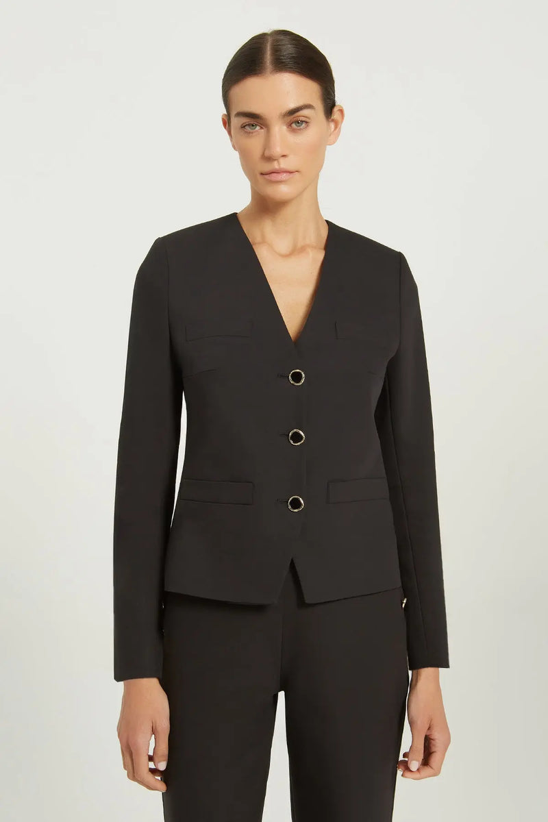 Siyah V Yaka Düğmeli Kadın Ceket  Mısırlı 1951