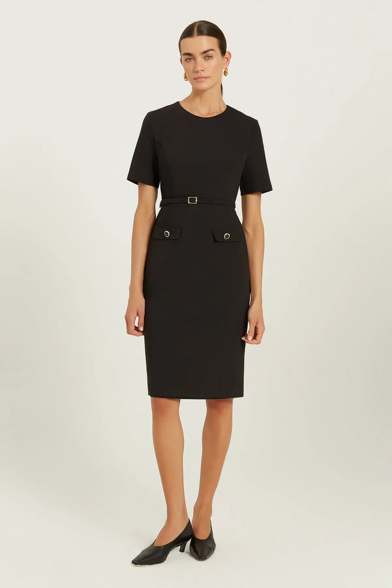 Siyah İnce Kemerli Midi Elbise  Mısırlı 1951