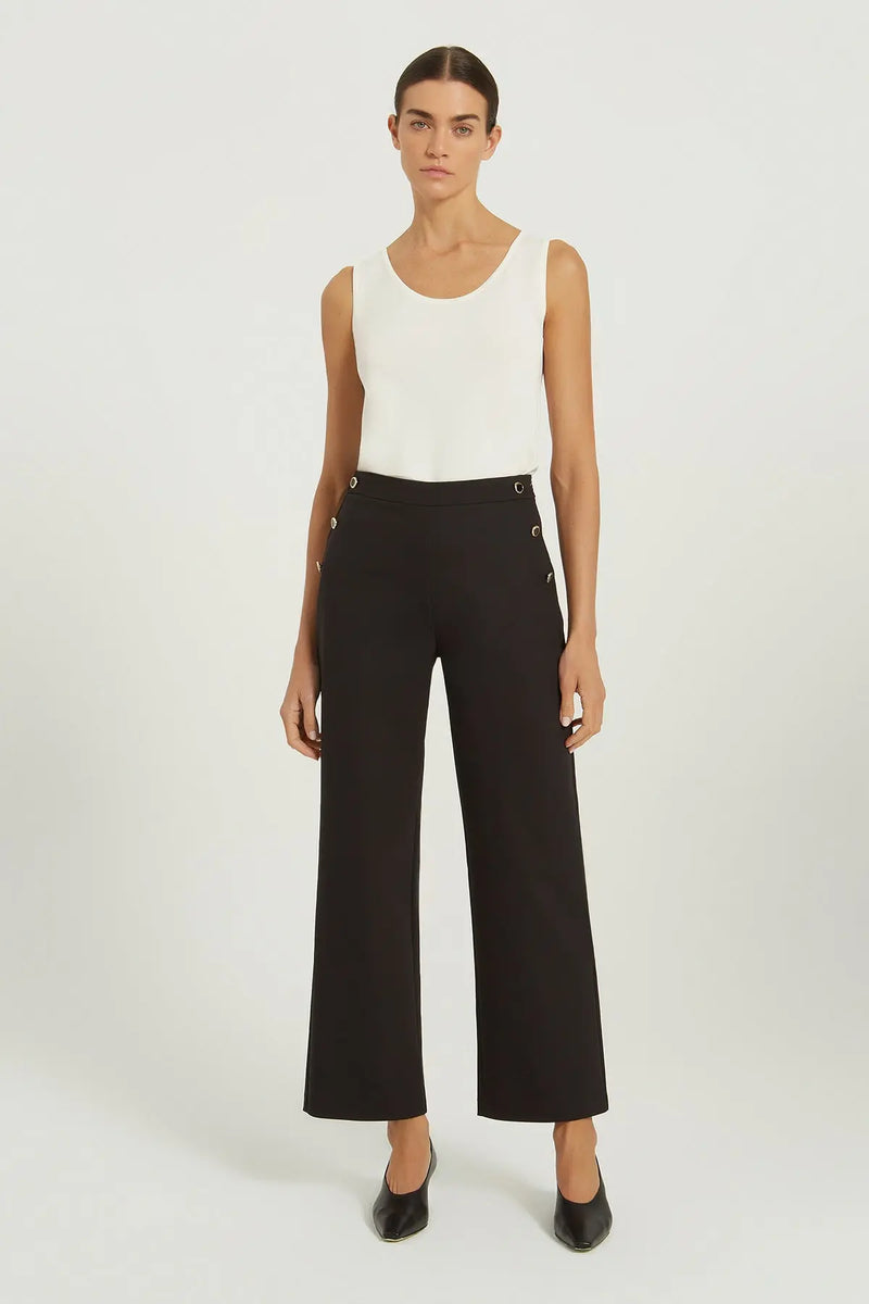 Siyah Yüksek Bel Düğme Detaylı Kadın Pantolon  Mısırlı 1951