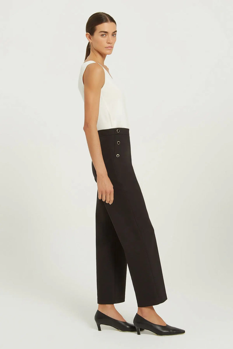 Siyah Yüksek Bel Düğme Detaylı Kadın Pantolon  Mısırlı 1951