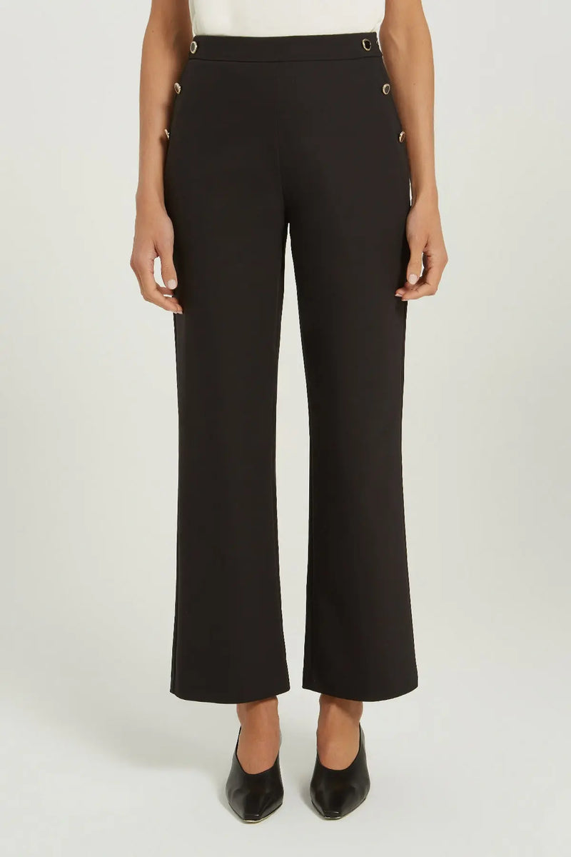 Siyah Yüksek Bel Düğme Detaylı Kadın Pantolon  Mısırlı 1951