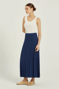 Lacivert Piliseli Uzun Triko Etek
