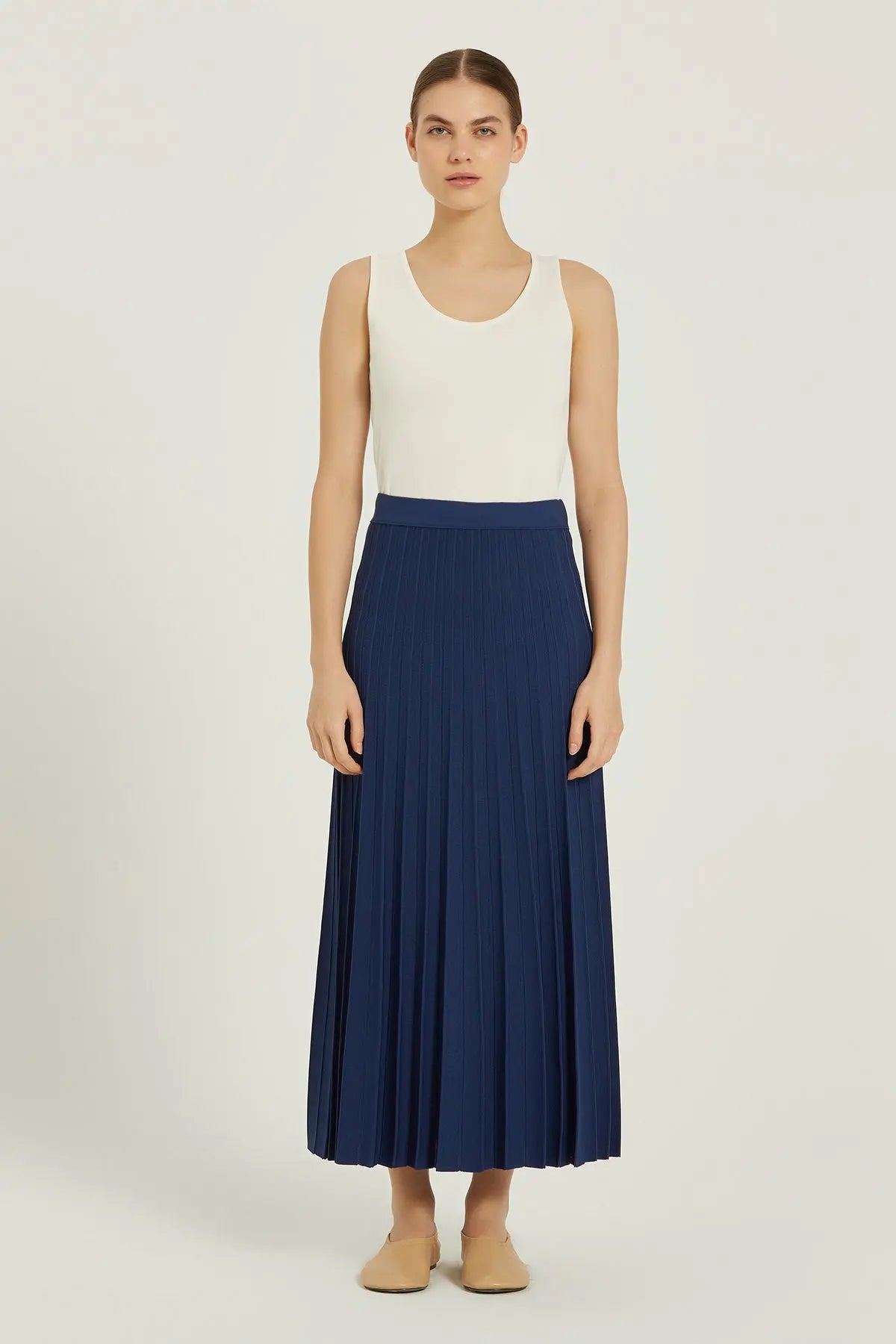 Lacivert Piliseli Uzun Triko Etek  Mısırlı 1951