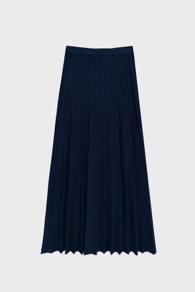 Lacivert Piliseli Uzun Triko Etek