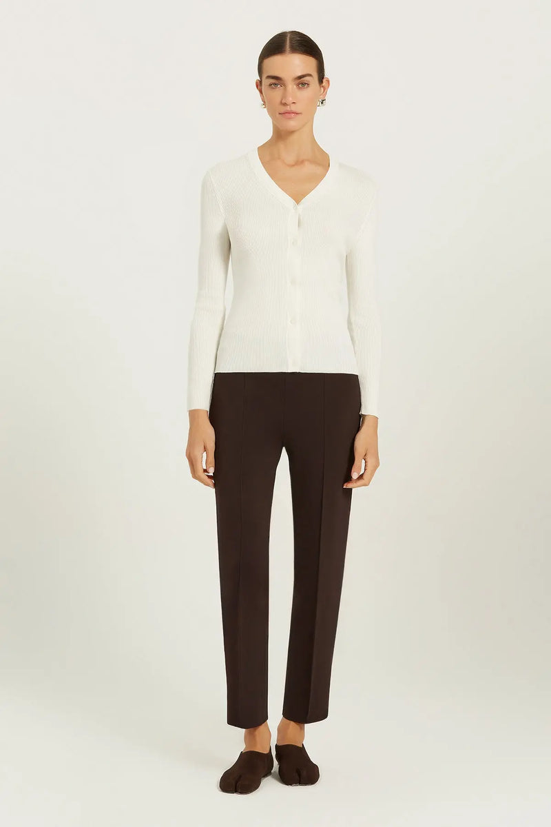 Ekru V Yaka Ribanalı Kadın Hırka  Mısırlı 1951