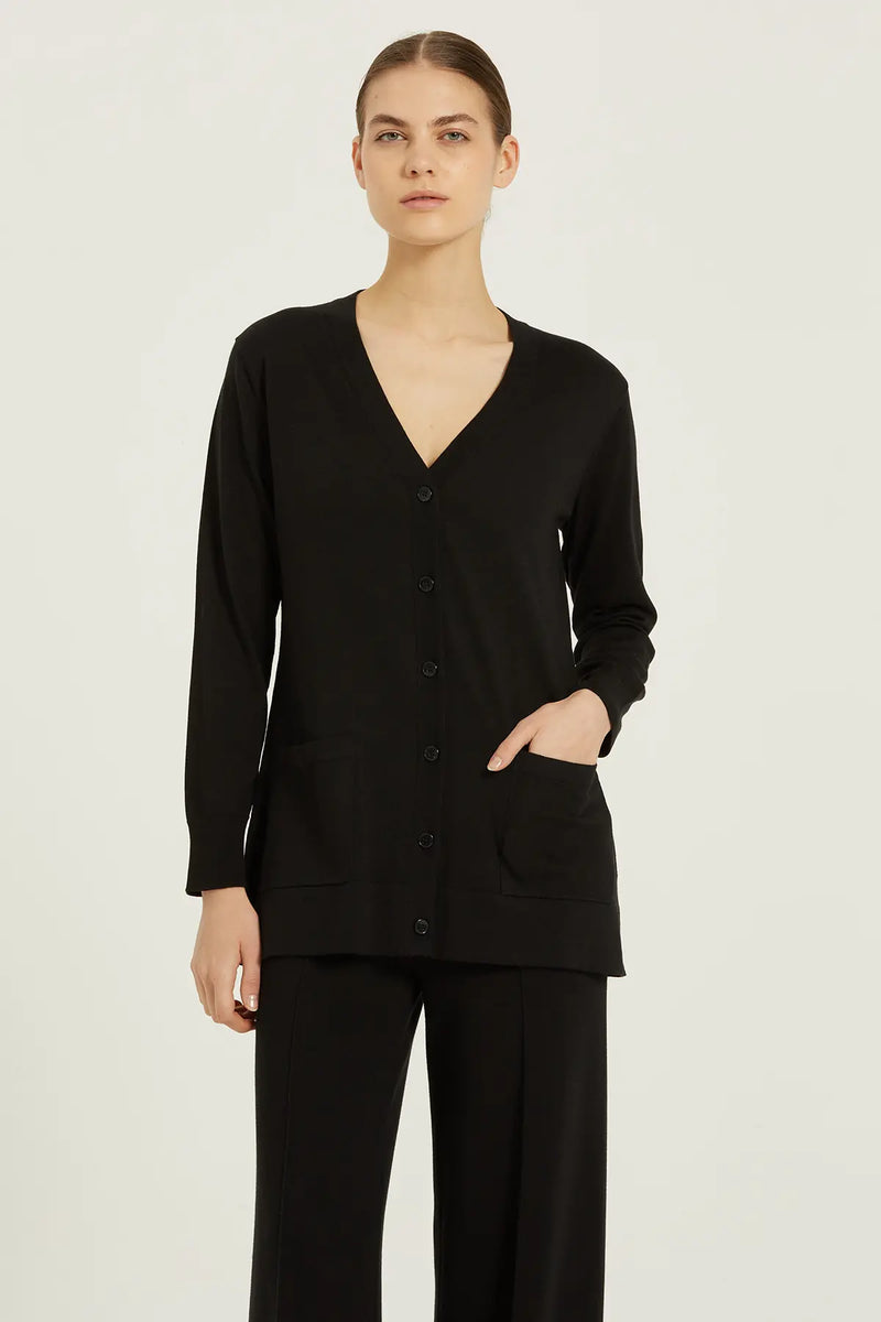 Siyah Cep Detaylı Kadın Hırka  Mısırlı 1951