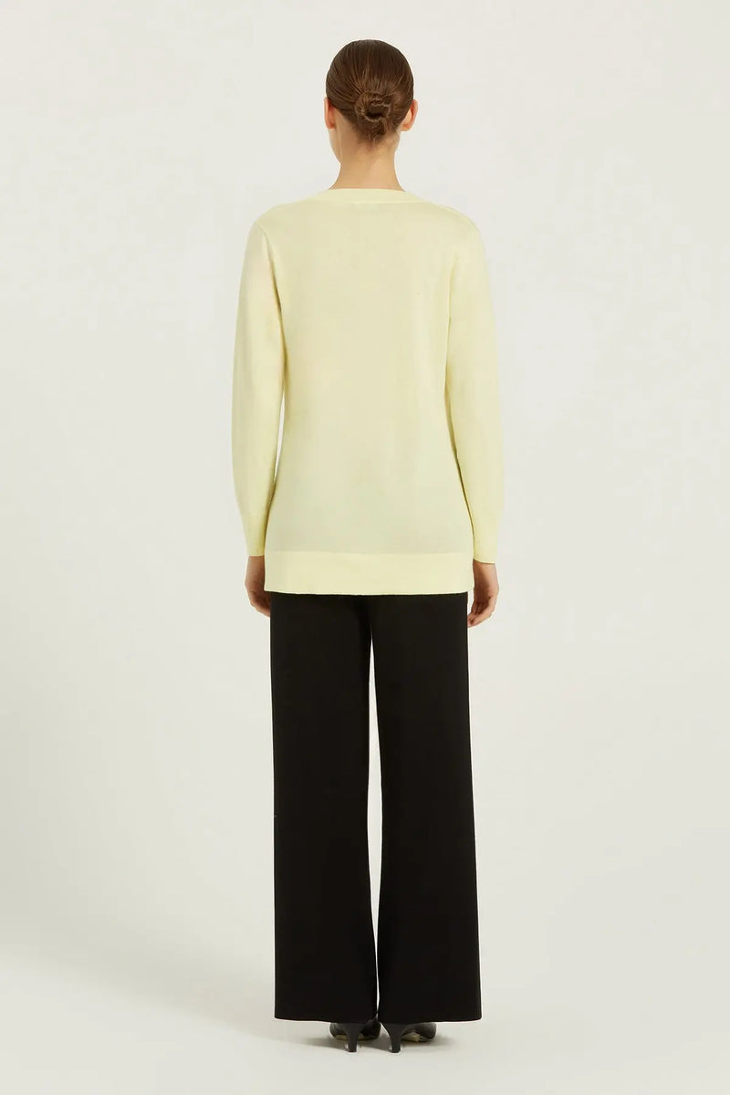 Açık Sarı Cep Detaylı Kadın Hırka  Mısırlı 1951