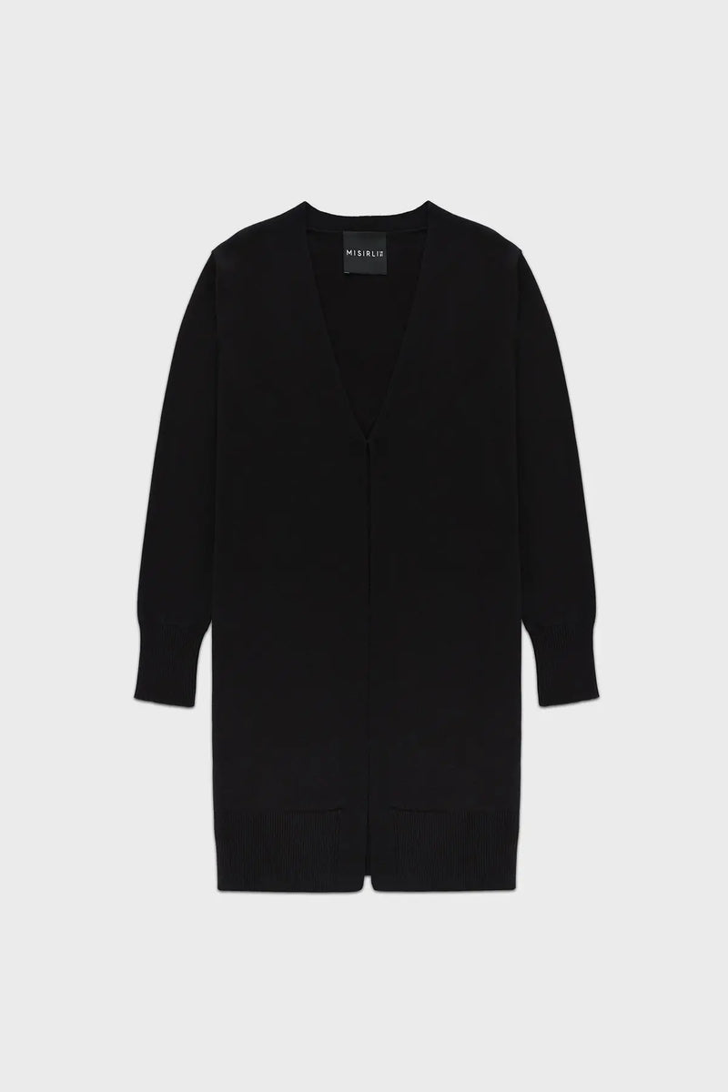 Siyah Agraf Detaylı Midi Kadın Hırka  Mısırlı 1951