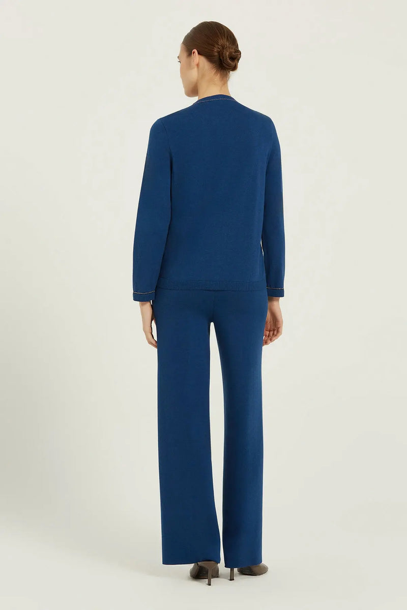 Lacivert Önü Dantelli Kadın Hırka  Mısırlı 1951