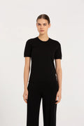 Siyah Kısa Kollu Triko Kadın Tişört