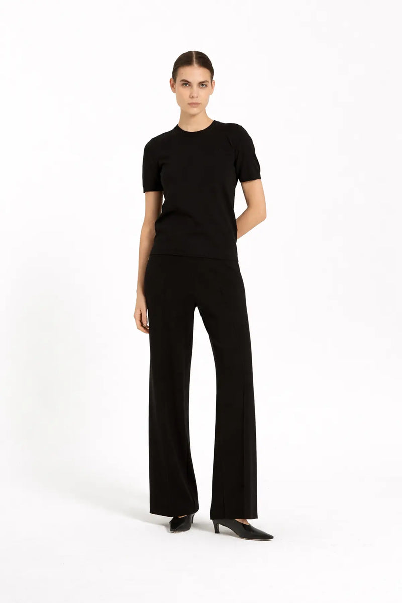 Siyah Kısa Kollu Triko Kadın Tişört