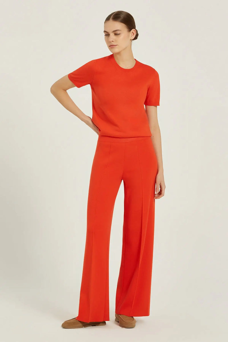 Nar Çiçeği Kısa Kollu Triko Kadın Tişört  Mısırlı 1951