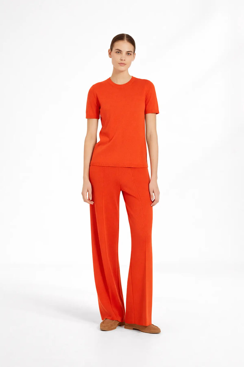 Nar Çiçeği Kısa Kollu Triko Kadın Tişört