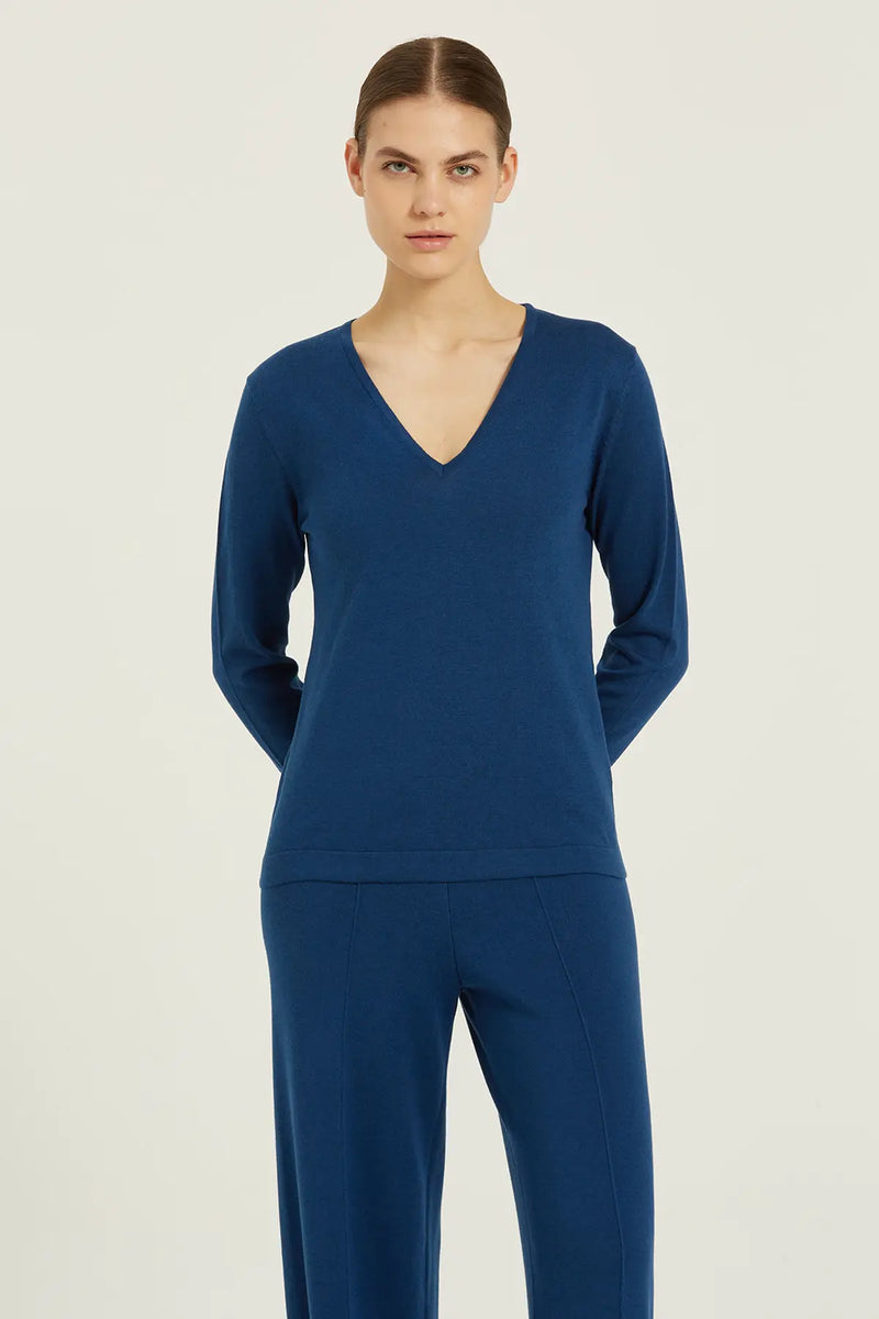 Lacivert V Yaka Kadın Kazak  Mısırlı 1951