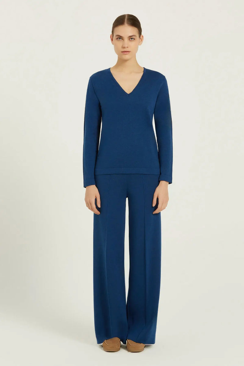 Lacivert V Yaka Kadın Kazak  Mısırlı 1951