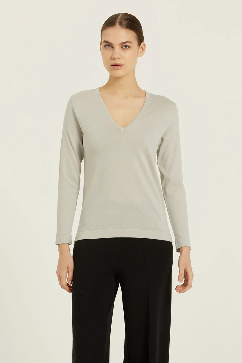 Açık Gri V Yaka Kadın Kazak  Mısırlı 1951