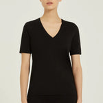 Siyah V Yaka Triko Kadın Tişört  Mısırlı 1951