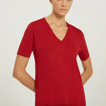 Bordo V Yaka Triko Kadın Tişört  Mısırlı 1951