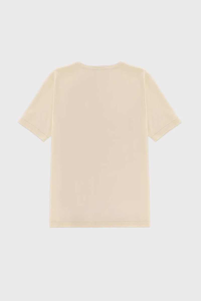 Ekru V Yaka Triko Kadın Tişört  Mısırlı 1951