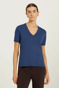 Lacivert V Yaka Triko Kadın Tişört