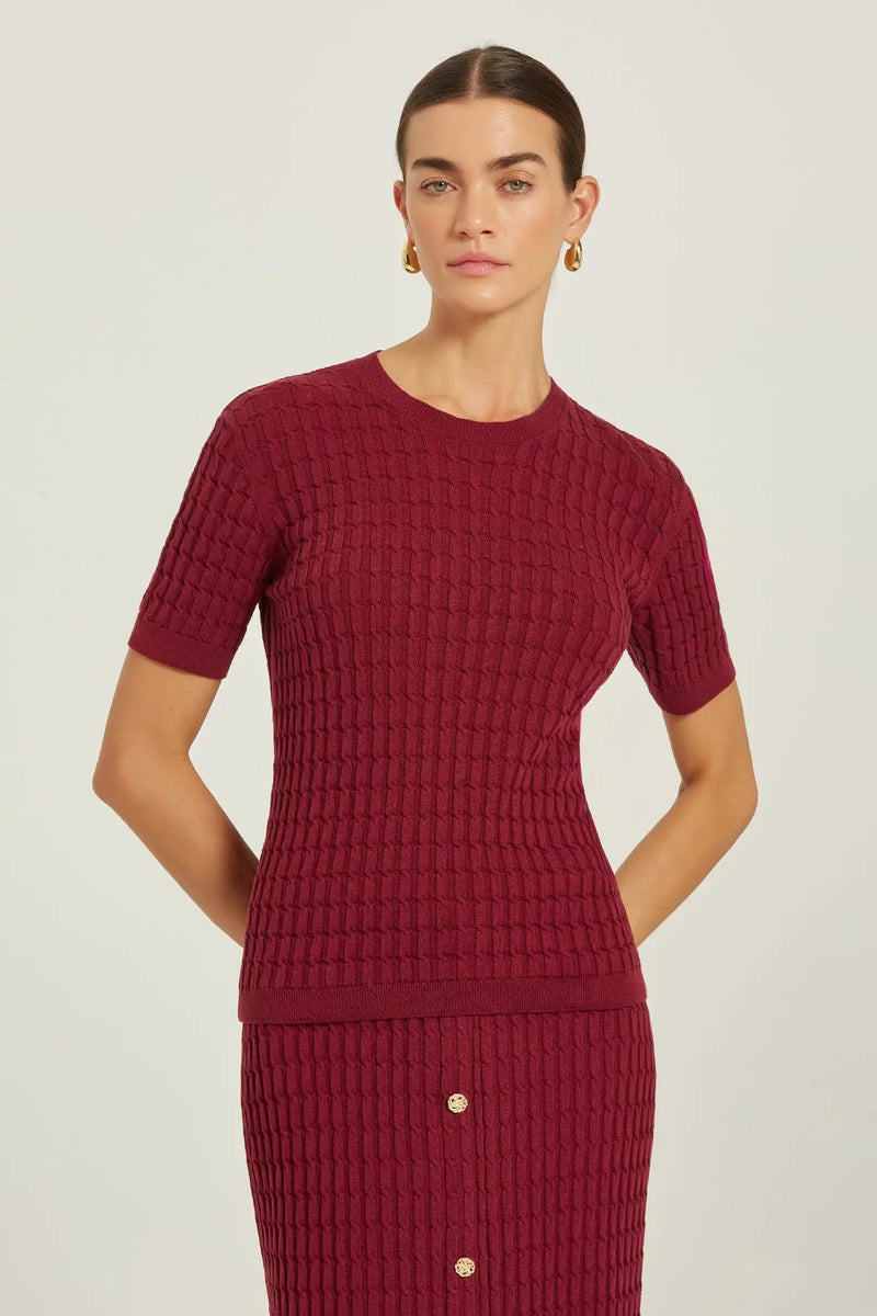 Bordo Örgü Dokulu Kadın Kazak  Mısırlı 1951