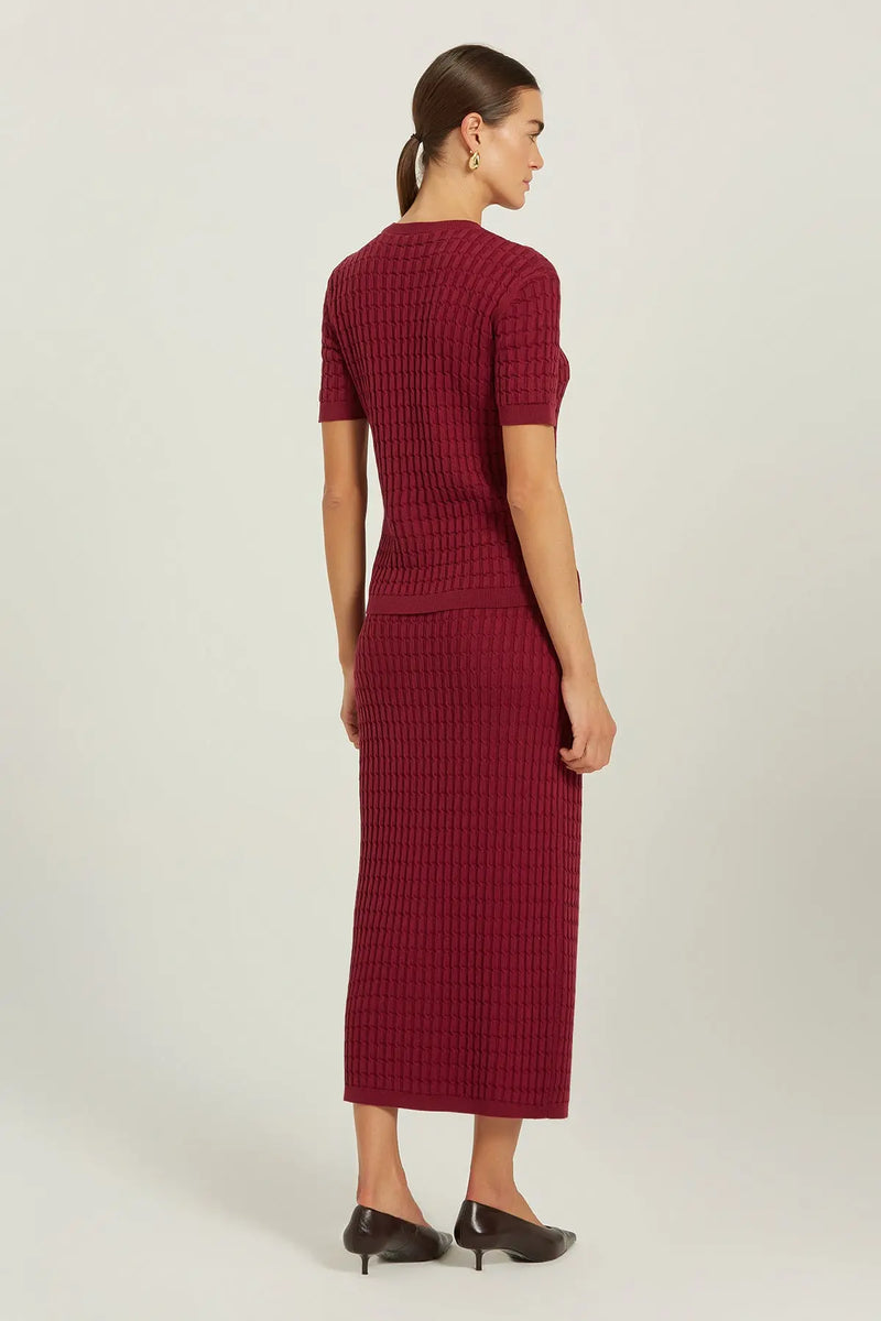 Bordo Örgü Dokulu Kadın Kazak  Mısırlı 1951