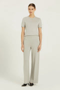 Açık Gri Nervür Detaylı Kadın Pantolon