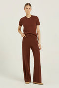 Kahverengi Nervür Detaylı Kadın Pantolon