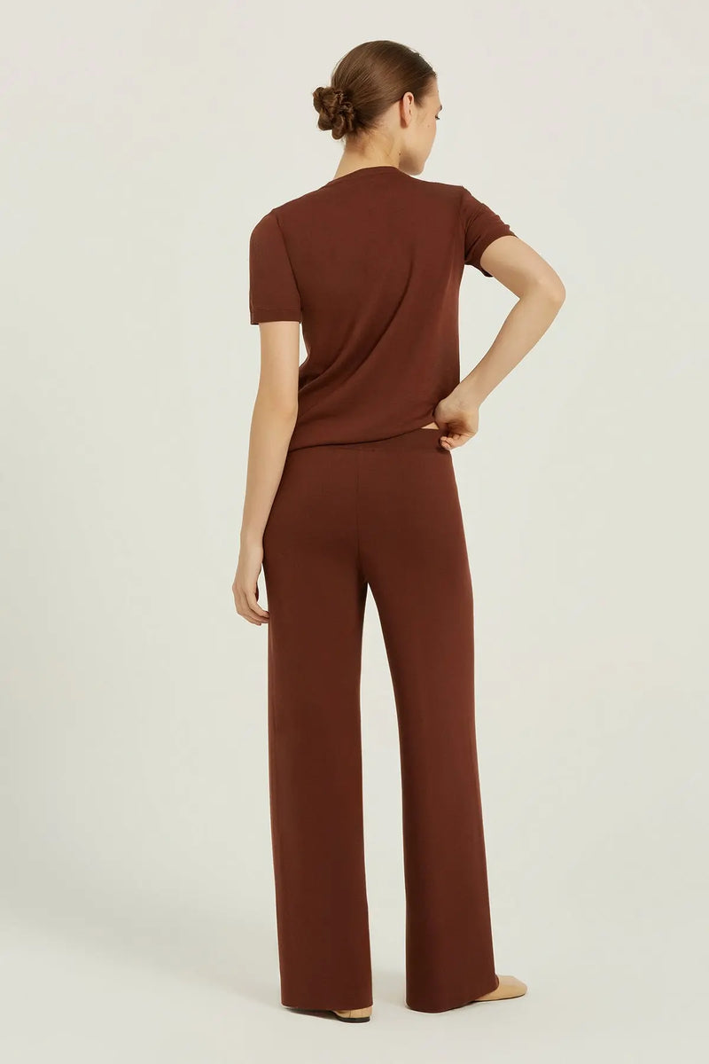 Kahverengi Nervür Detaylı Kadın Pantolon  Mısırlı 1951