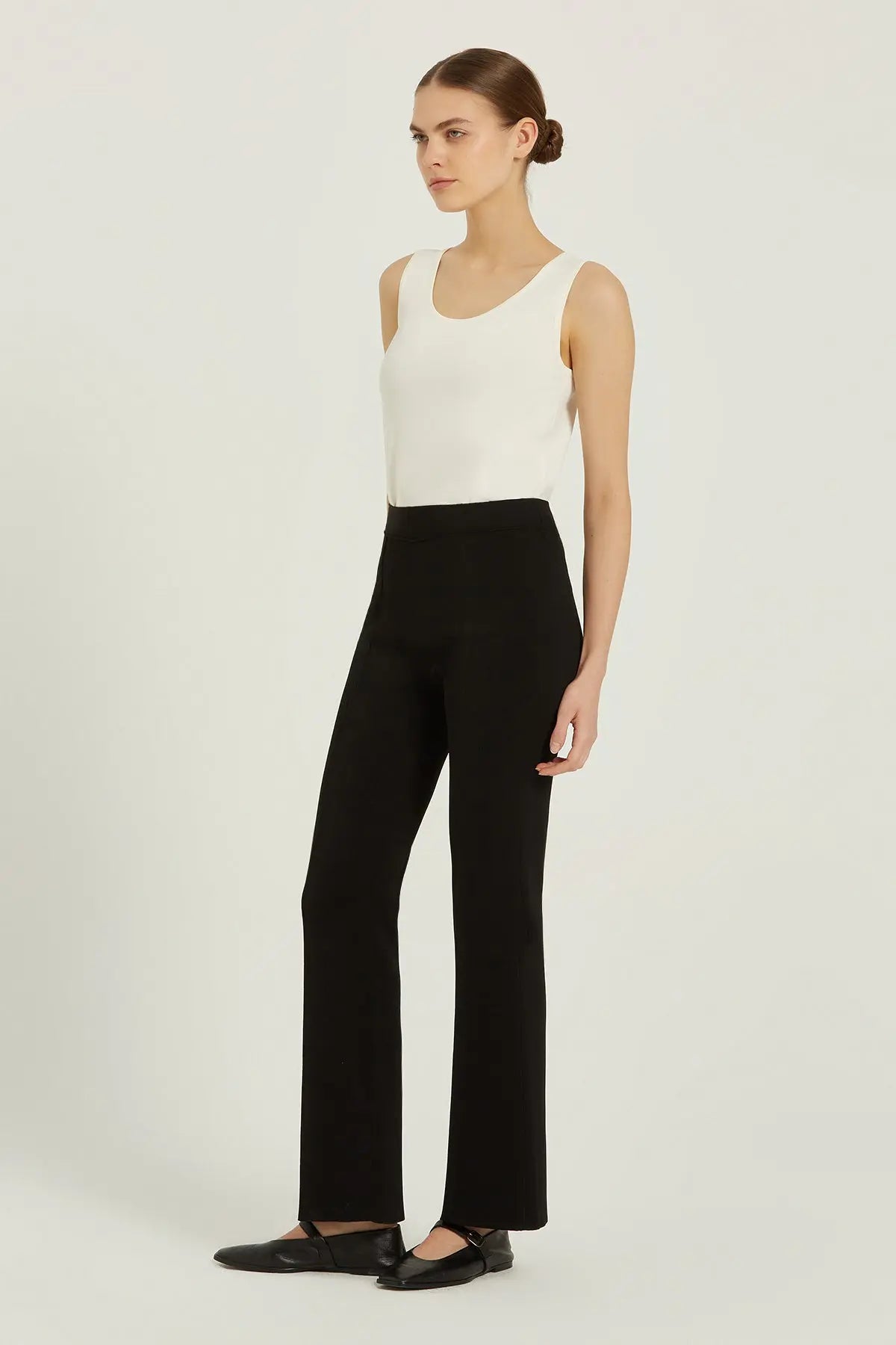 Siyah Nervürlü Flare Kadın Pantolon  Mısırlı 1951