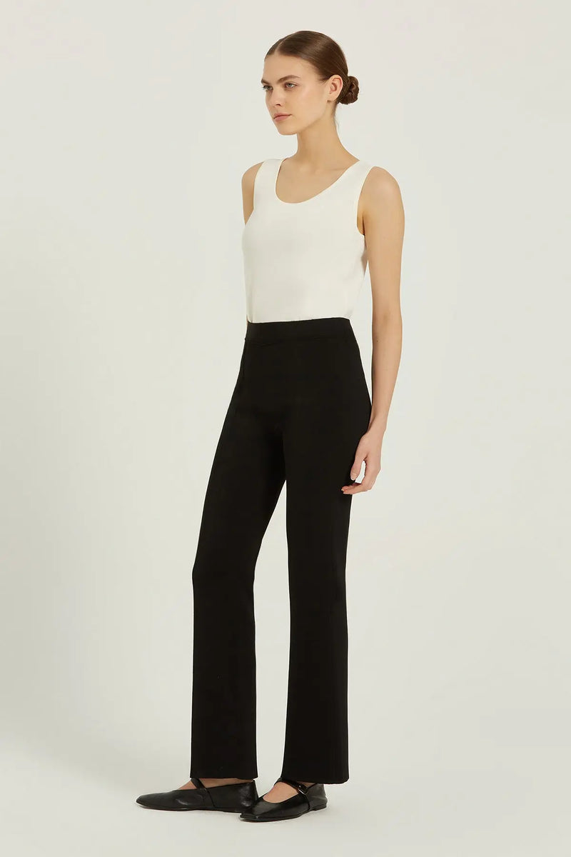 Siyah Nervürlü Flare Kadın Pantolon  Mısırlı 1951