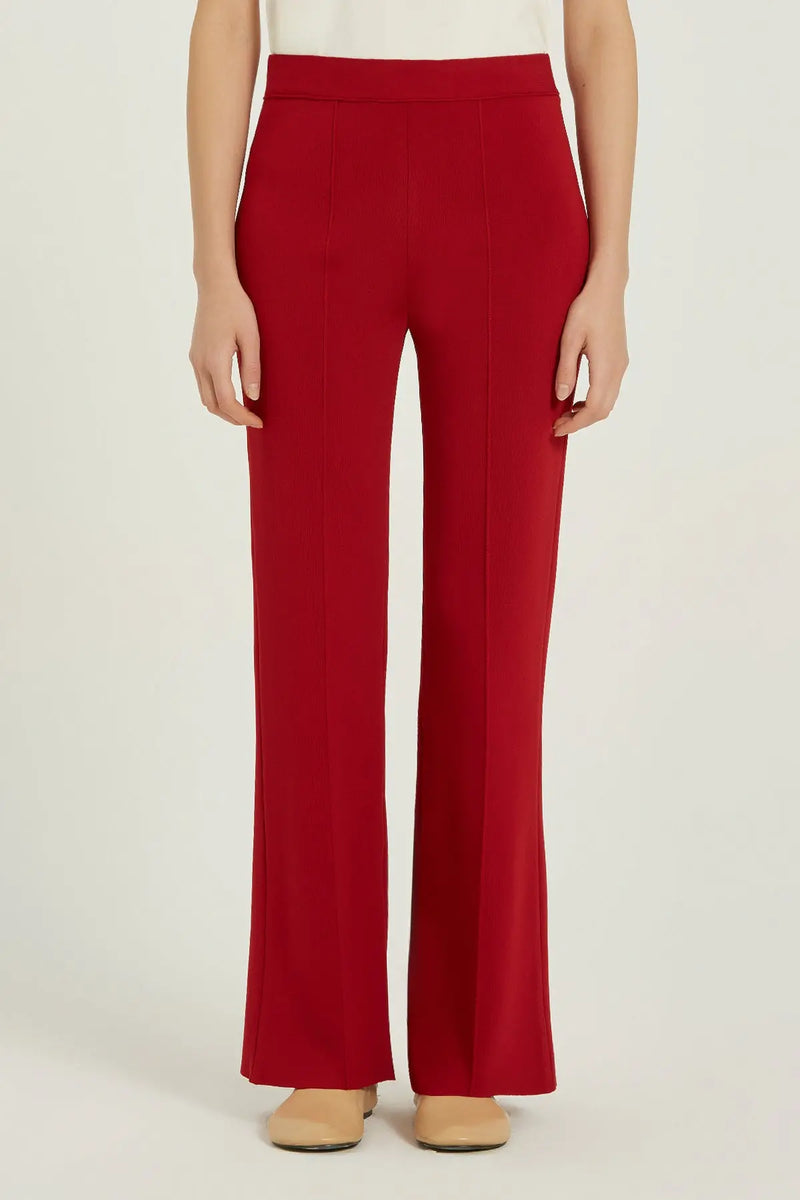 Bordo Nervürlü Flare Kadın Pantolon