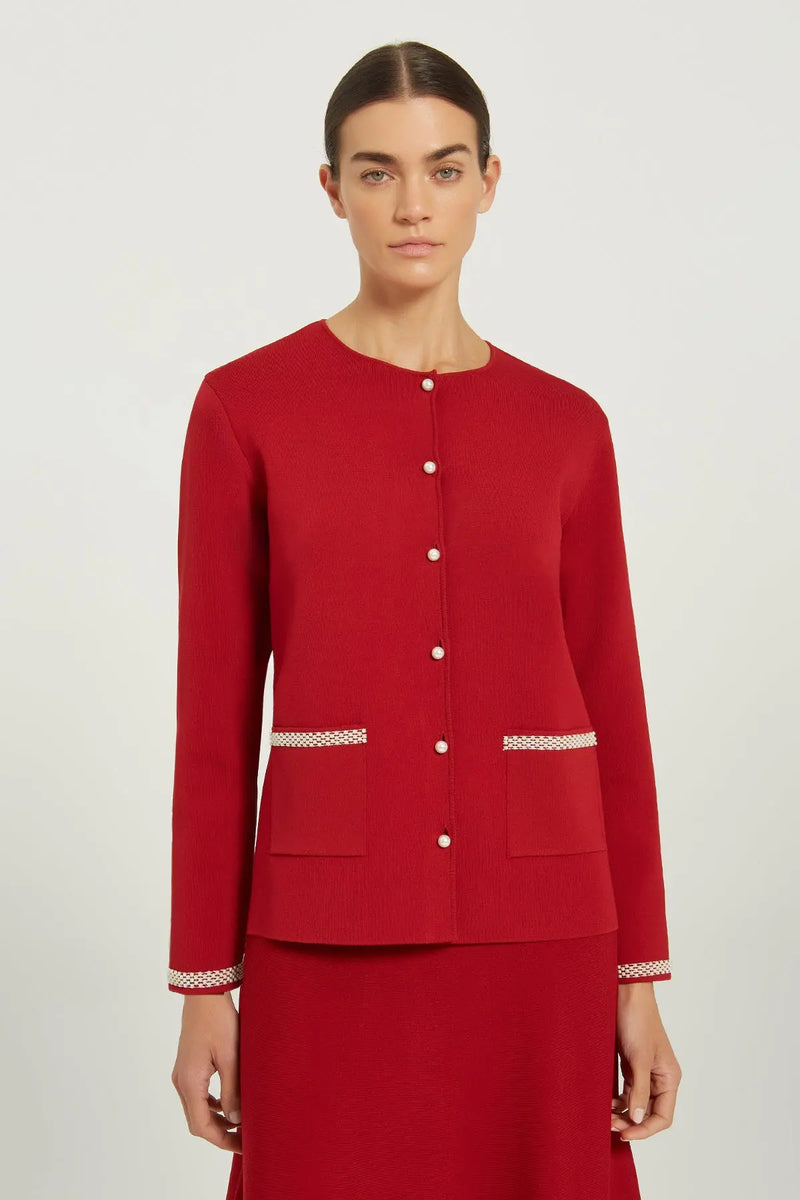 Bordo İnci Düğmeli Kadın Ceket  Mısırlı 1951