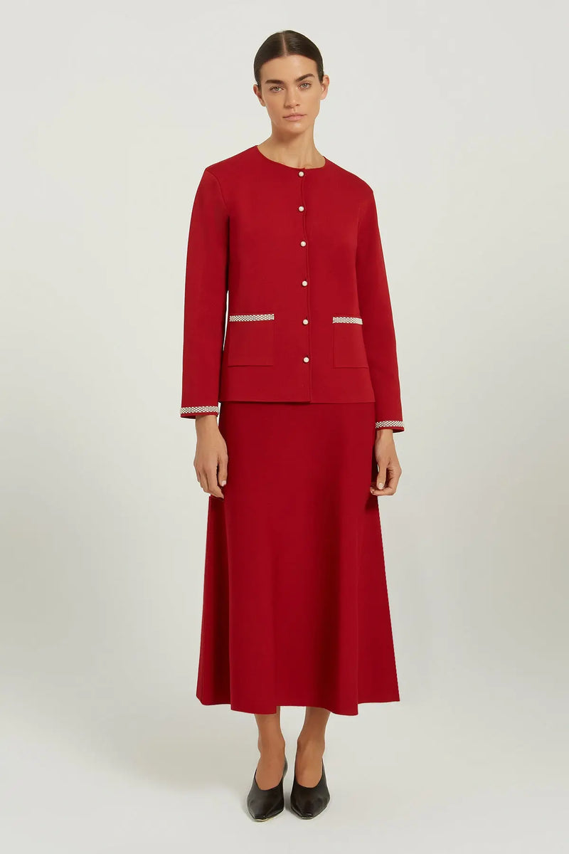 Bordo İnci Düğmeli Kadın Ceket  Mısırlı 1951