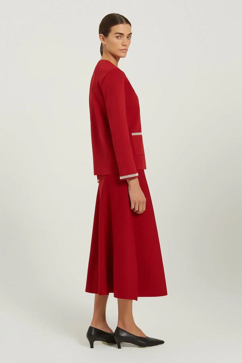 Bordo İnci Düğmeli Kadın Ceket  Mısırlı 1951