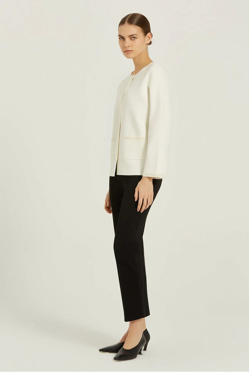 Ekru İnci Düğmeli Kadın Ceket  Mısırlı 1951