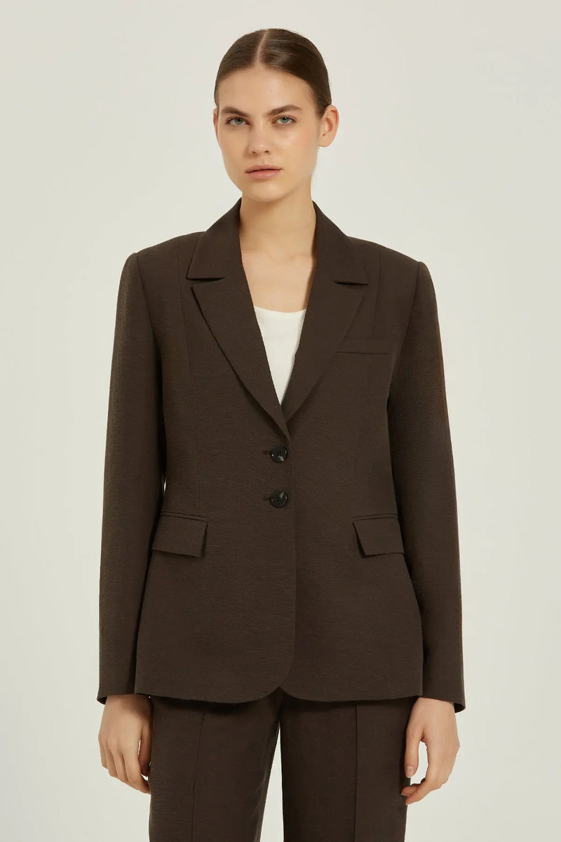 Acı Kahve Çift Düğmeli Kadın Blazer Ceket  Mısırlı 1951
