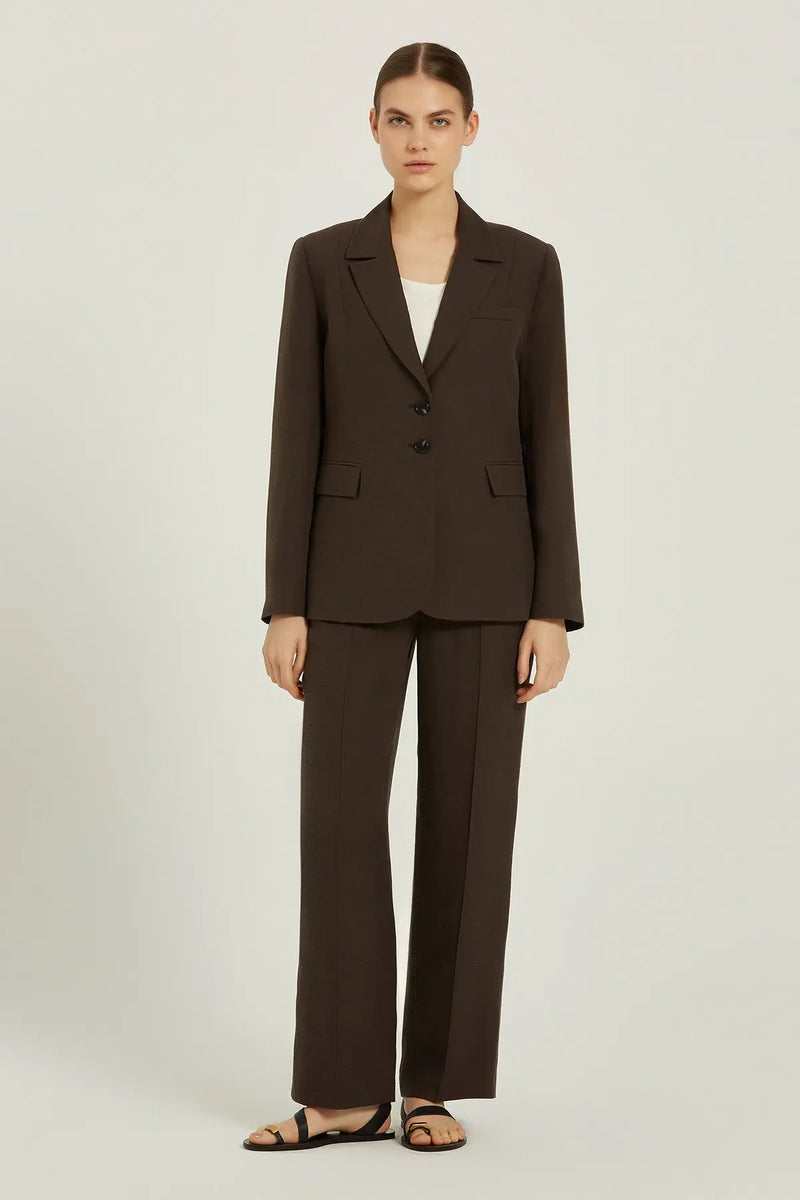 Acı Kahve Çift Düğmeli Kadın Blazer Ceket  Mısırlı 1951