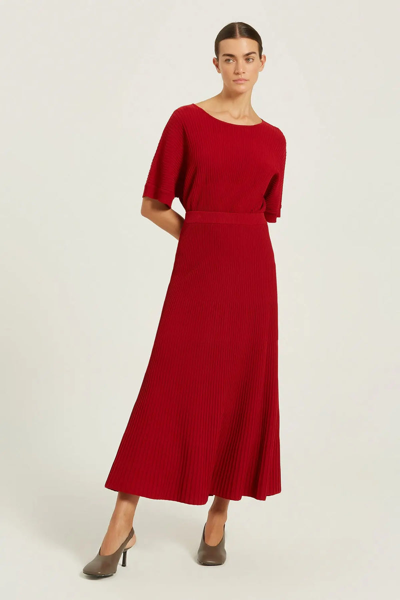 Bordo İnce Piliseli Uzun Etek  Mısırlı 1951