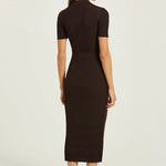 Acı Kahve Dalga Desenli Midi Etek  Mısırlı 1951