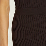 Acı Kahve Dalga Desenli Midi Etek  Mısırlı 1951