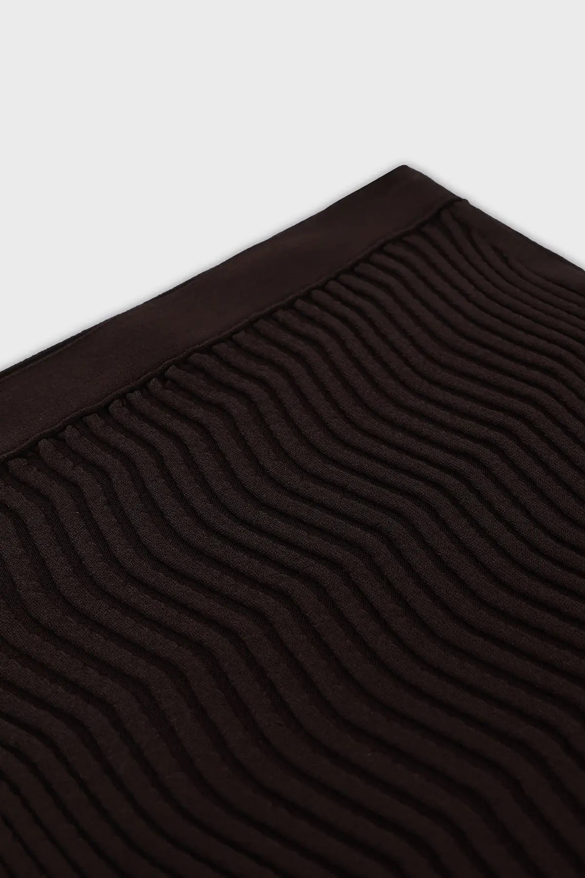 Acı Kahve Dalga Desenli Midi Etek  Mısırlı 1951